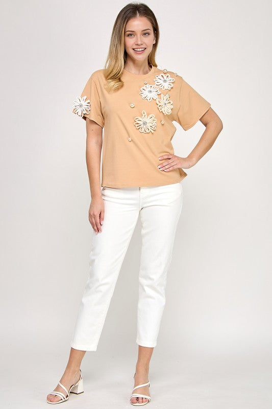 Taupe Floral T-Shirt