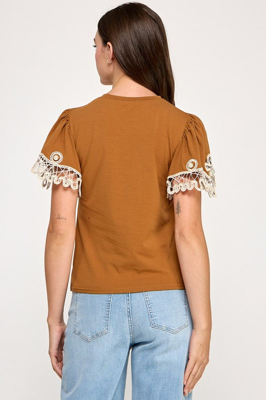 Brown Lace T-Shirt