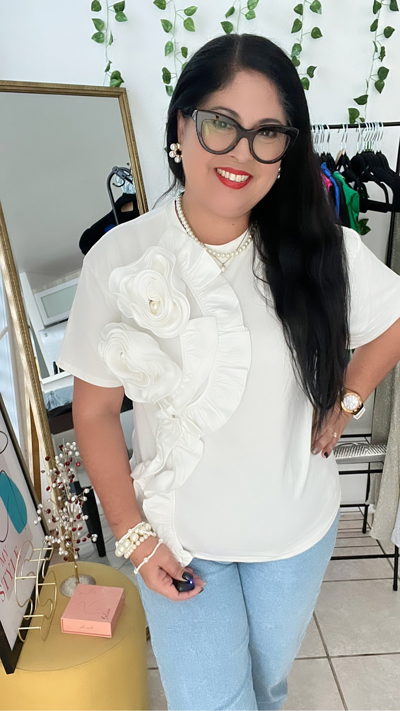 Ruffle Detail T Shirt