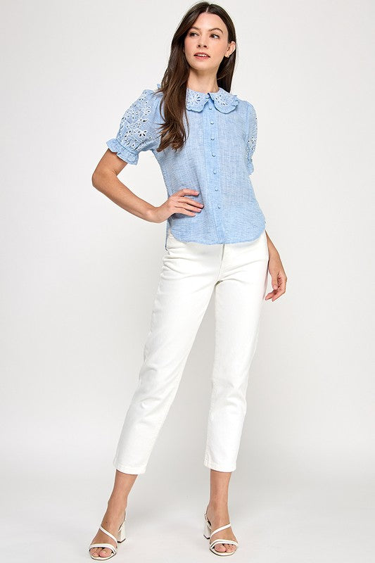 Pre-order mayo 12 Blue Keyhole Details Top