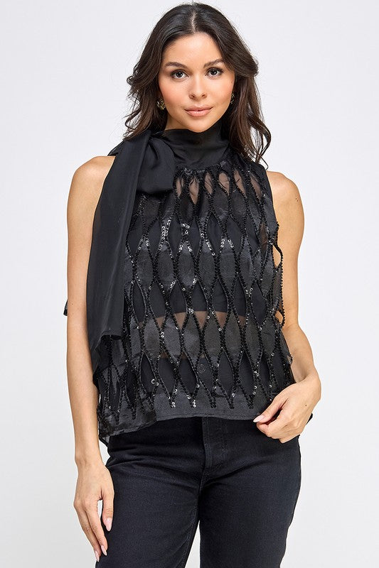 Scarf Ribbon Detail Top