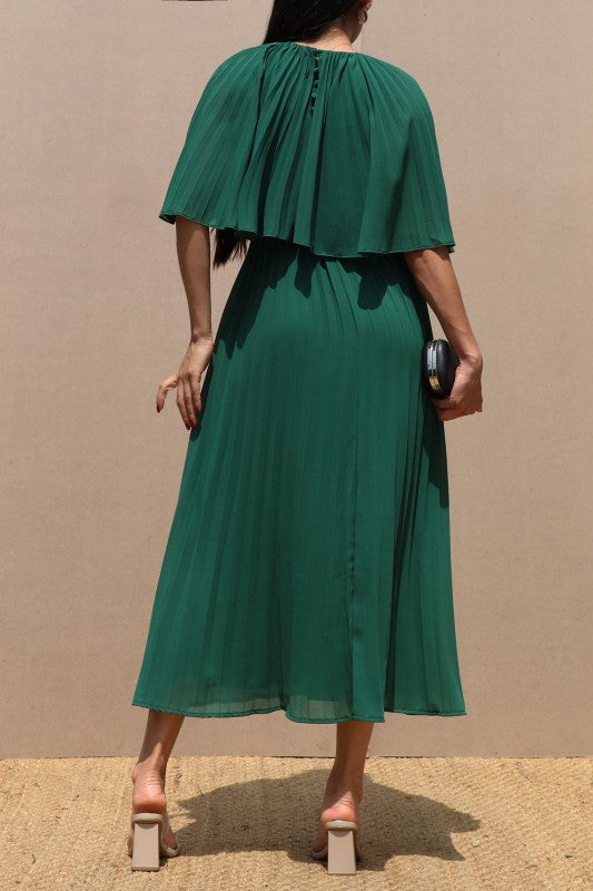 Green Cape Midi Dress