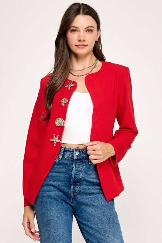 Red Under the Sea Blazer