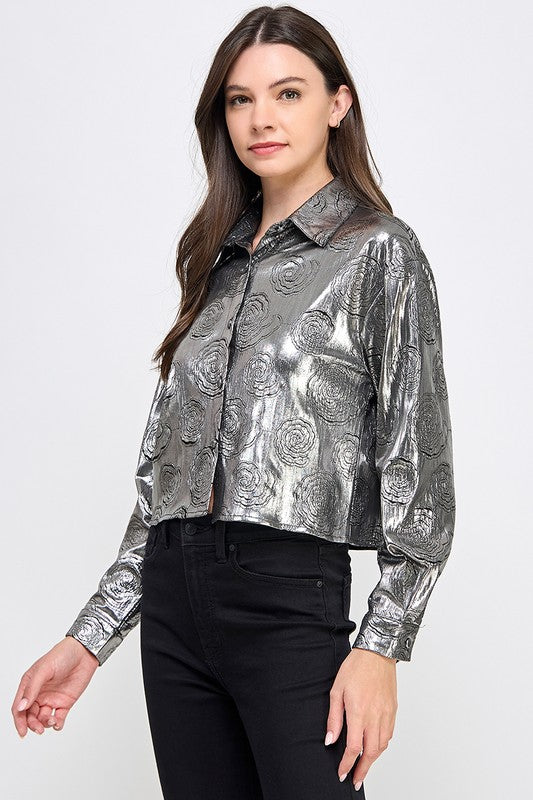 Silver Long Sleeve Button Down Shirt