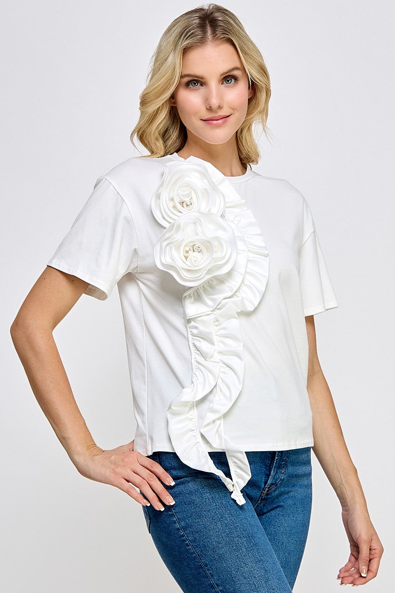 Ruffle Detail T Shirt