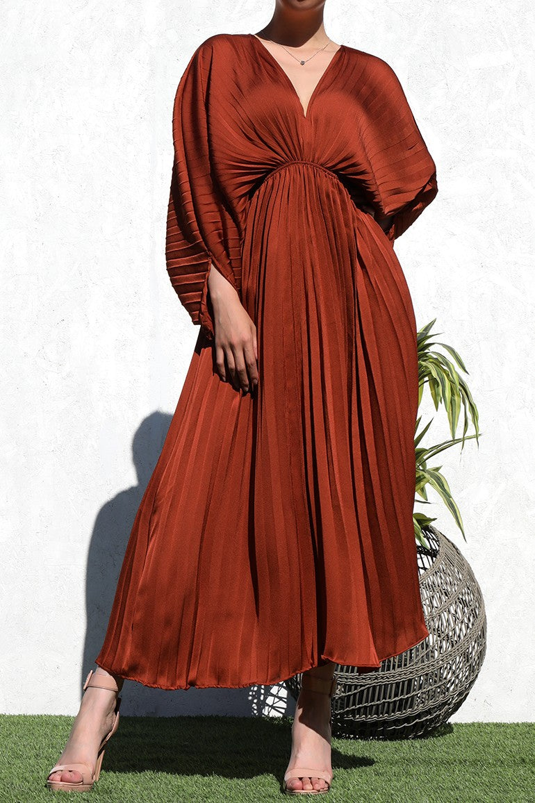 Bronze Satin Maxi Dress