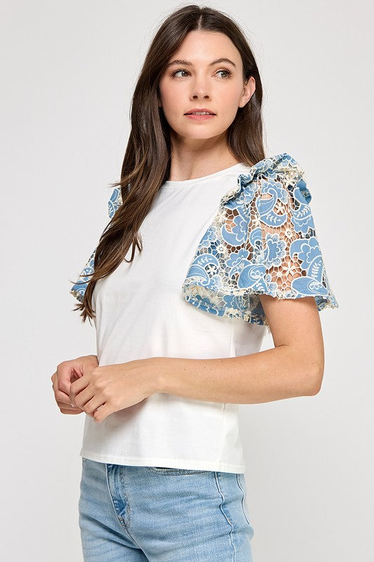 Lace Crochet Sleeve Shirt