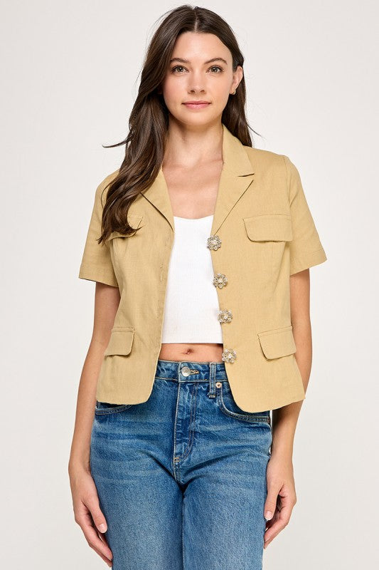 Taupe Short Sleeve Blazer