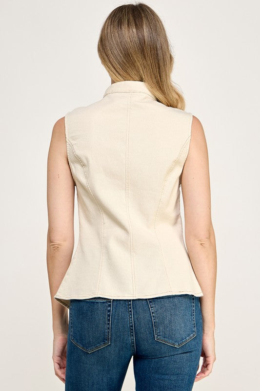 Pre-Order Agosto 31 Cream Mandarin Style Top