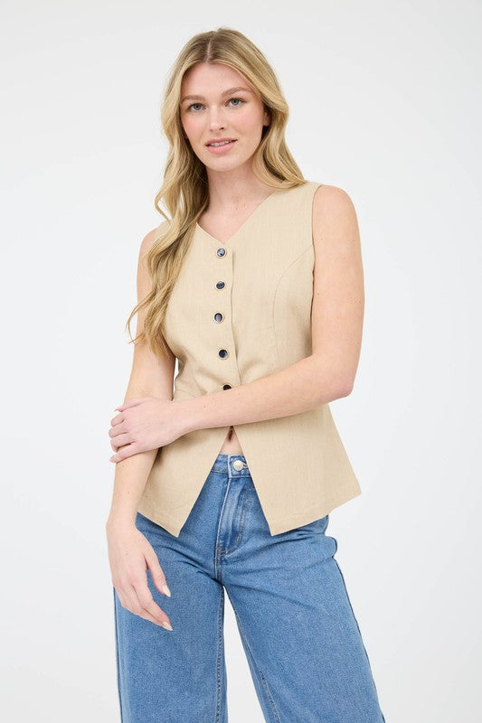 (Corre peq, leer abajo) Khaki Long Lines Vest