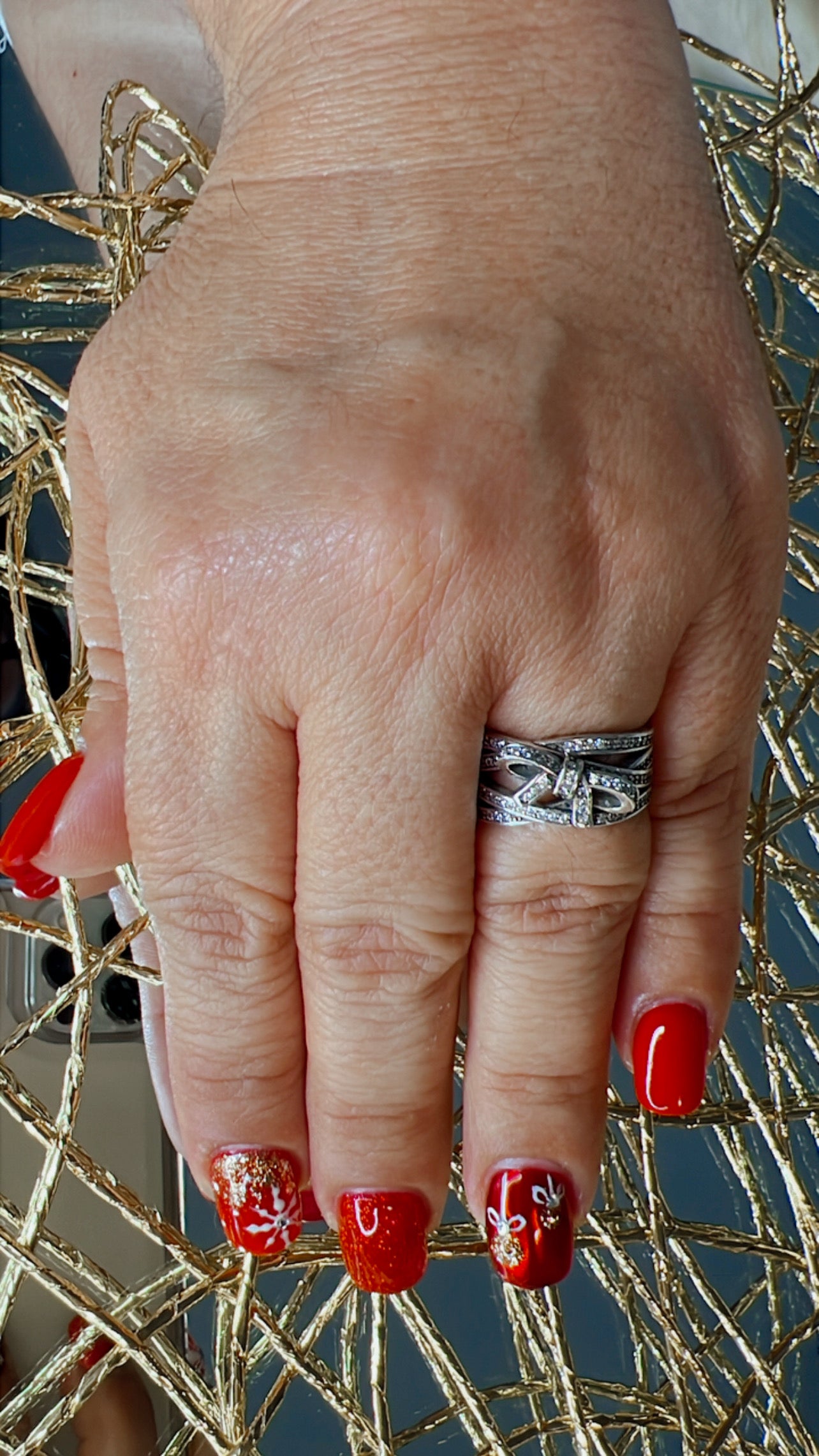 925 Sterling Sparkling Ribbon and Bow Ring