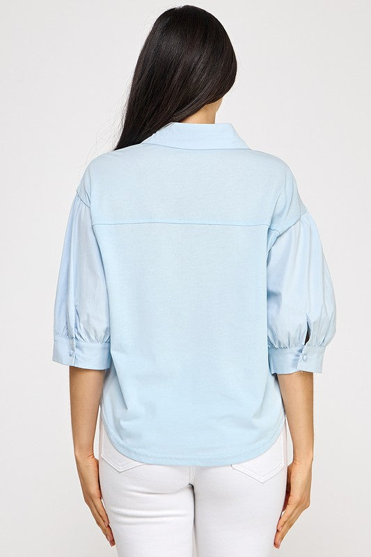 Blue Lace Trim Top