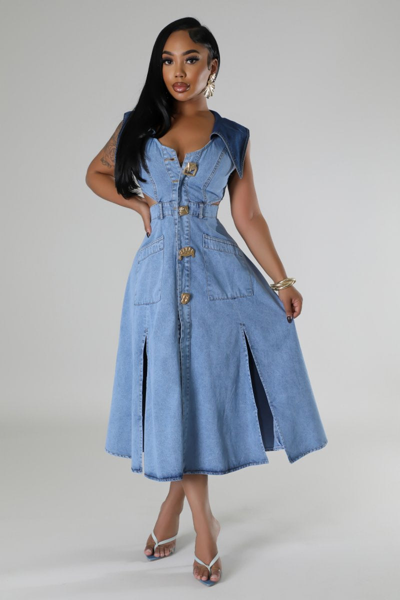 Denim Color Block Dress
