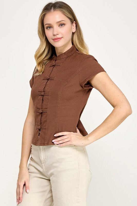 Pre-order Sept 28 Brown Mandarin Top