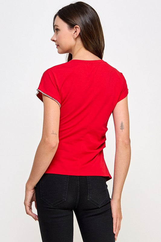 Red Flower in Animal Print Shirt