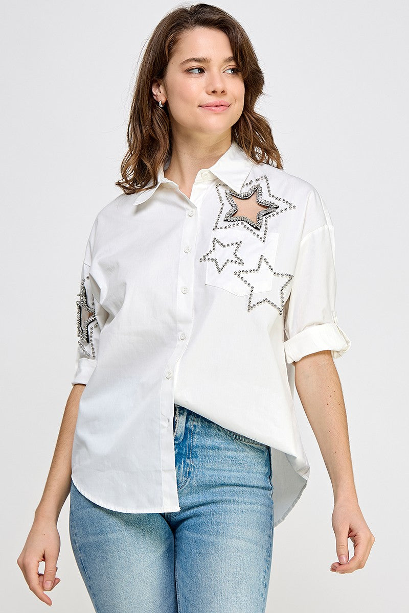 White Stars Rhinestone detail