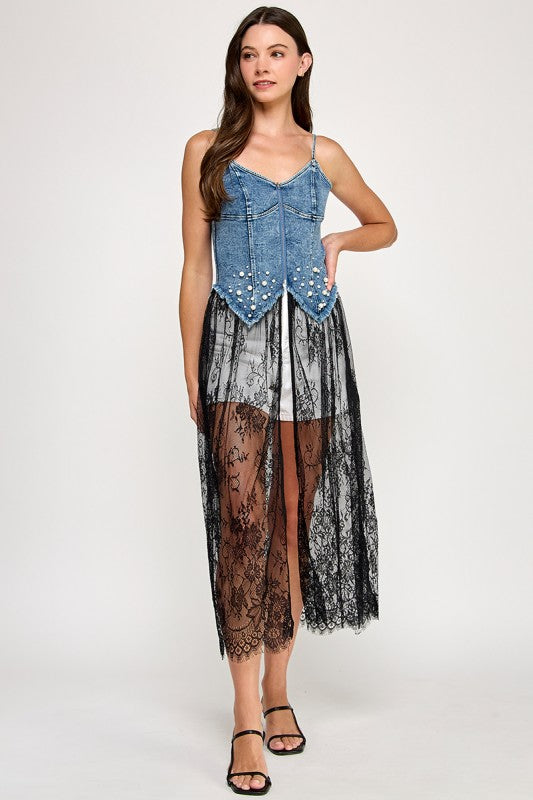 Black Lace Zippered Top