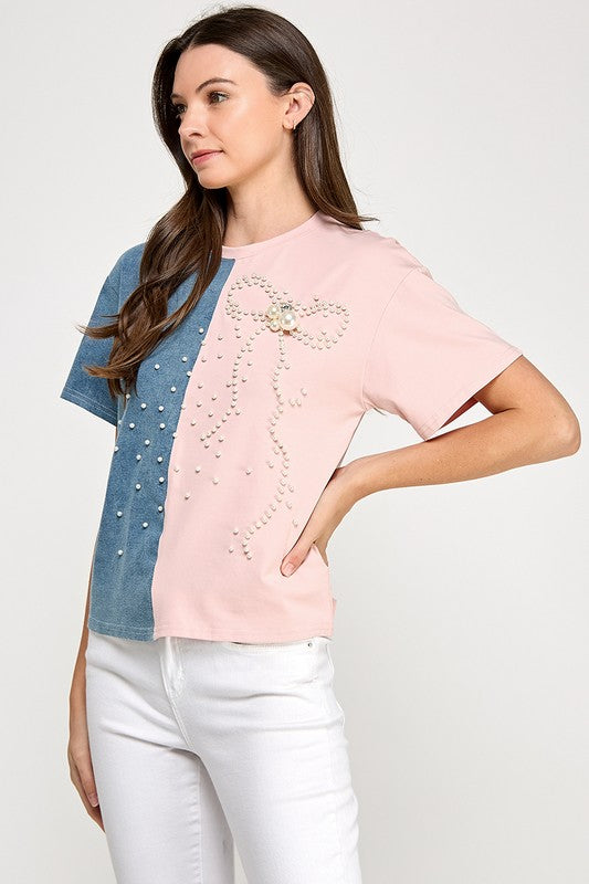 Pink Pearls Bow T-Shirt
