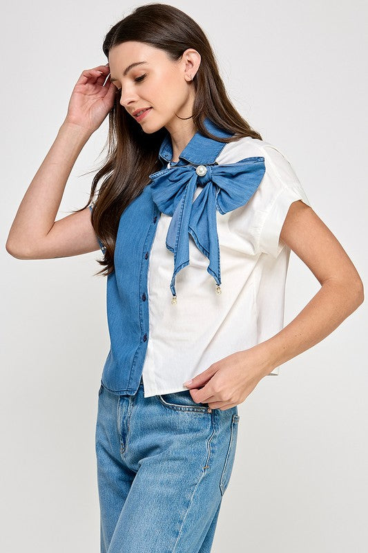 Denim Color Block Shirt