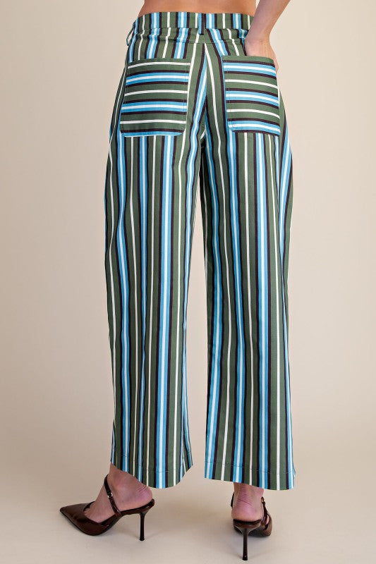 Green/Blue Barrel Stripe Pant