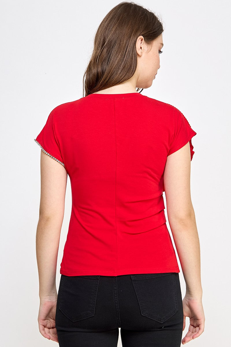 Pre-order Enero 13 Red Pearls Flower Top