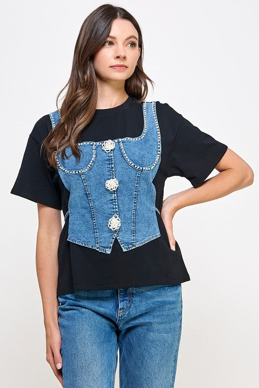 Color Block Corset T-Shirt
