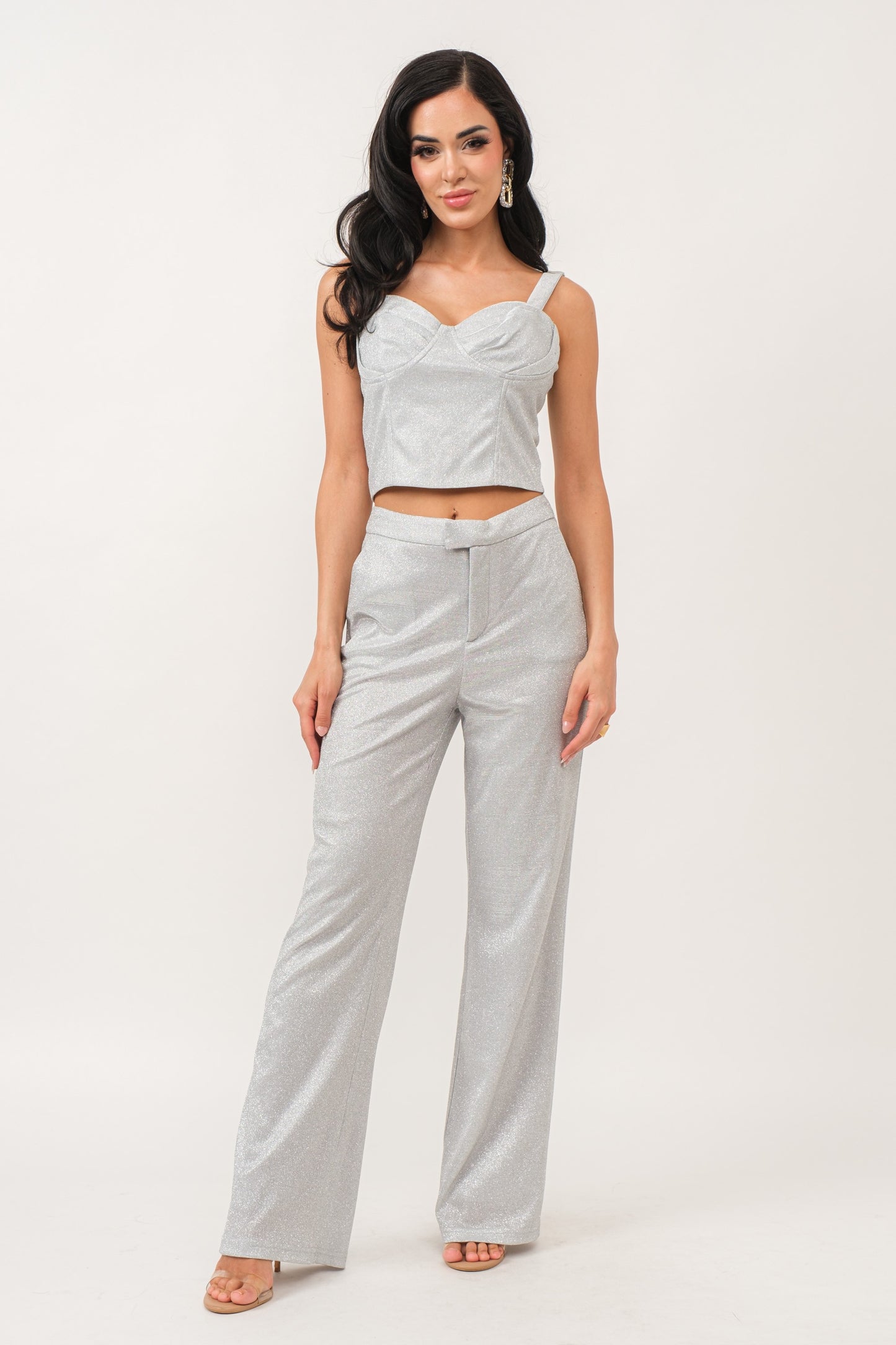 Glamour Glitter High Waist Wide Leg Pant