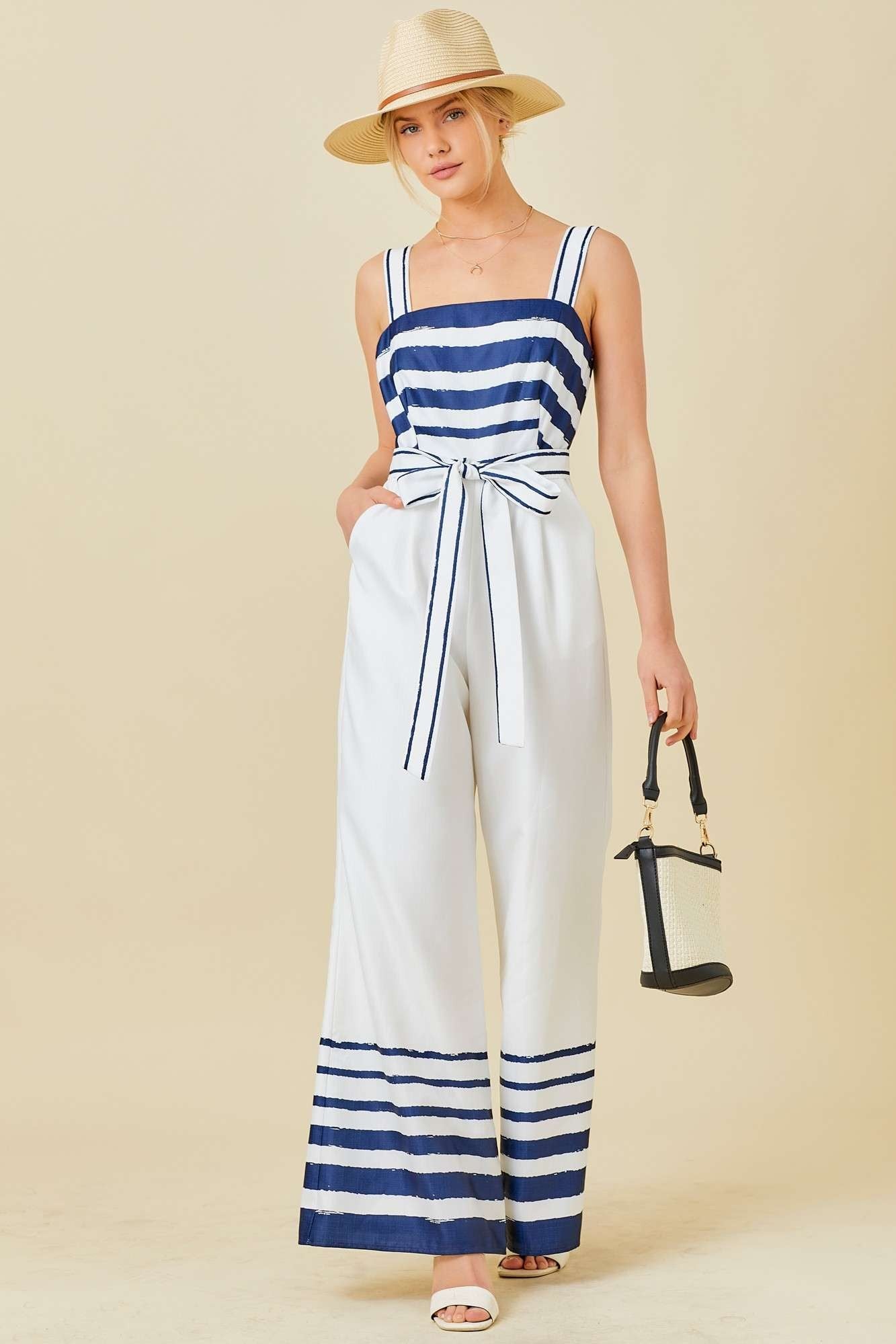 White & Navy Jumpsuit