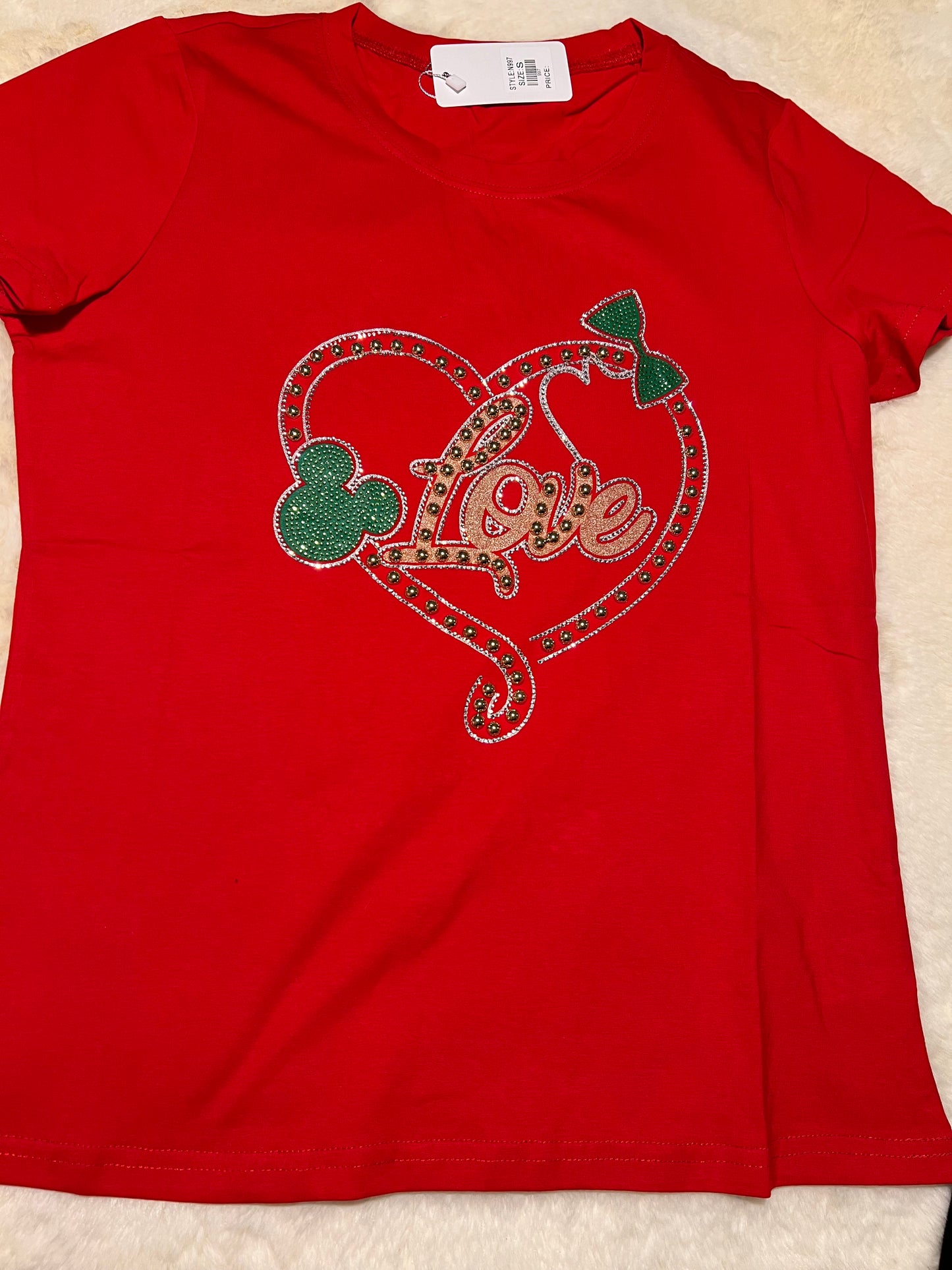 Red Hearts Embellished T- Shirt