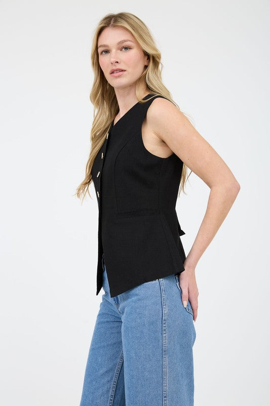 (Corre peq, leer abajo) Black Long Lines Vest