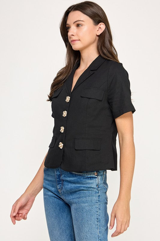 Black Short Sleeve Blazer