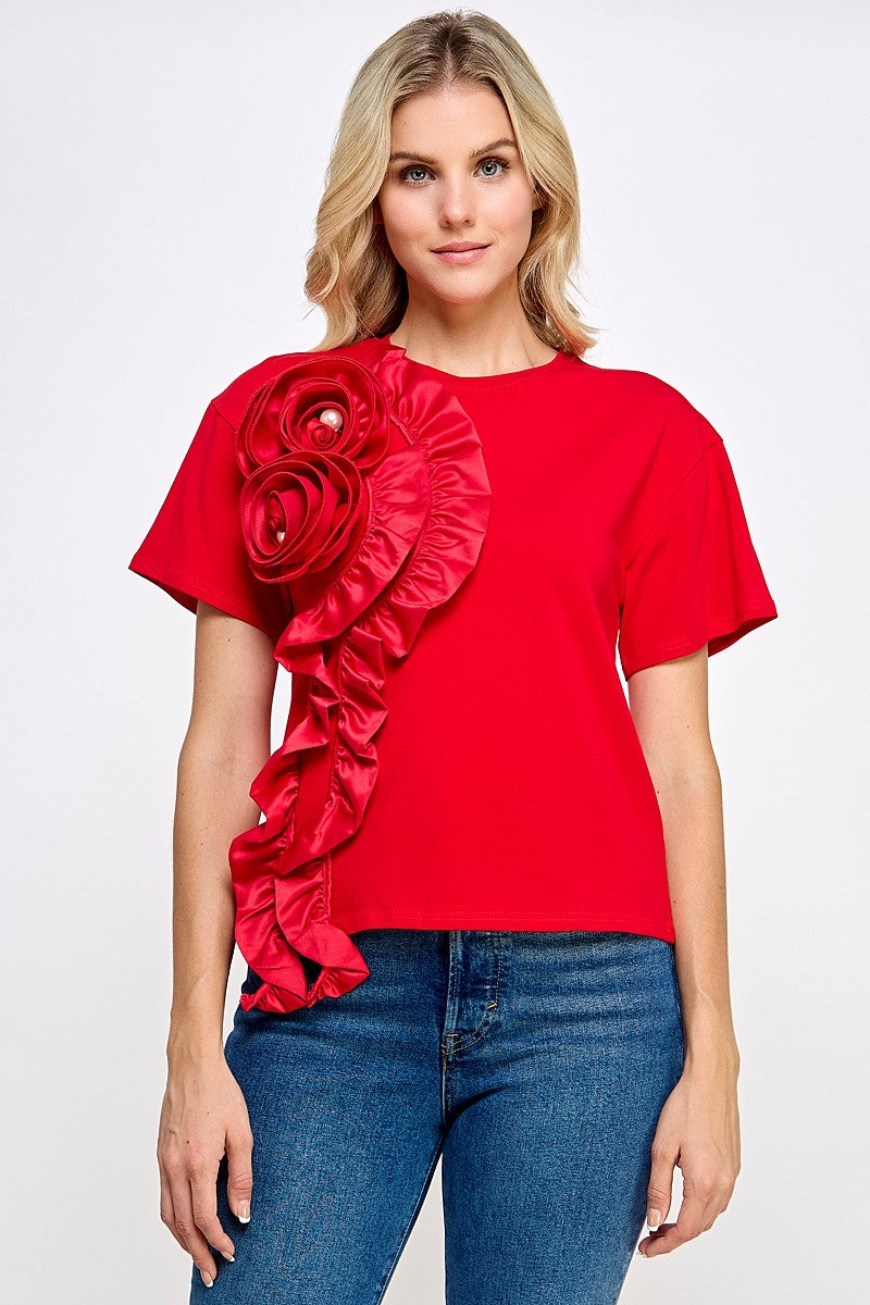 Ruffle Detail T Shirt