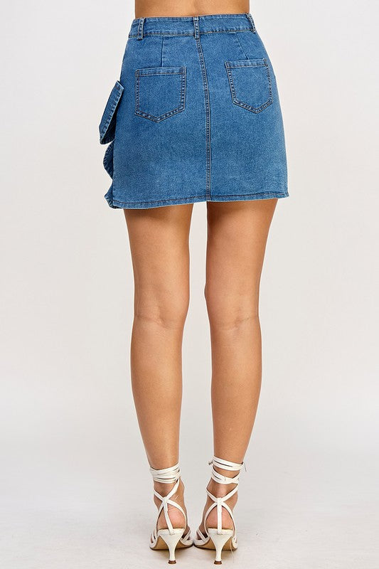 Dark Denim Ribbon mini Skirt