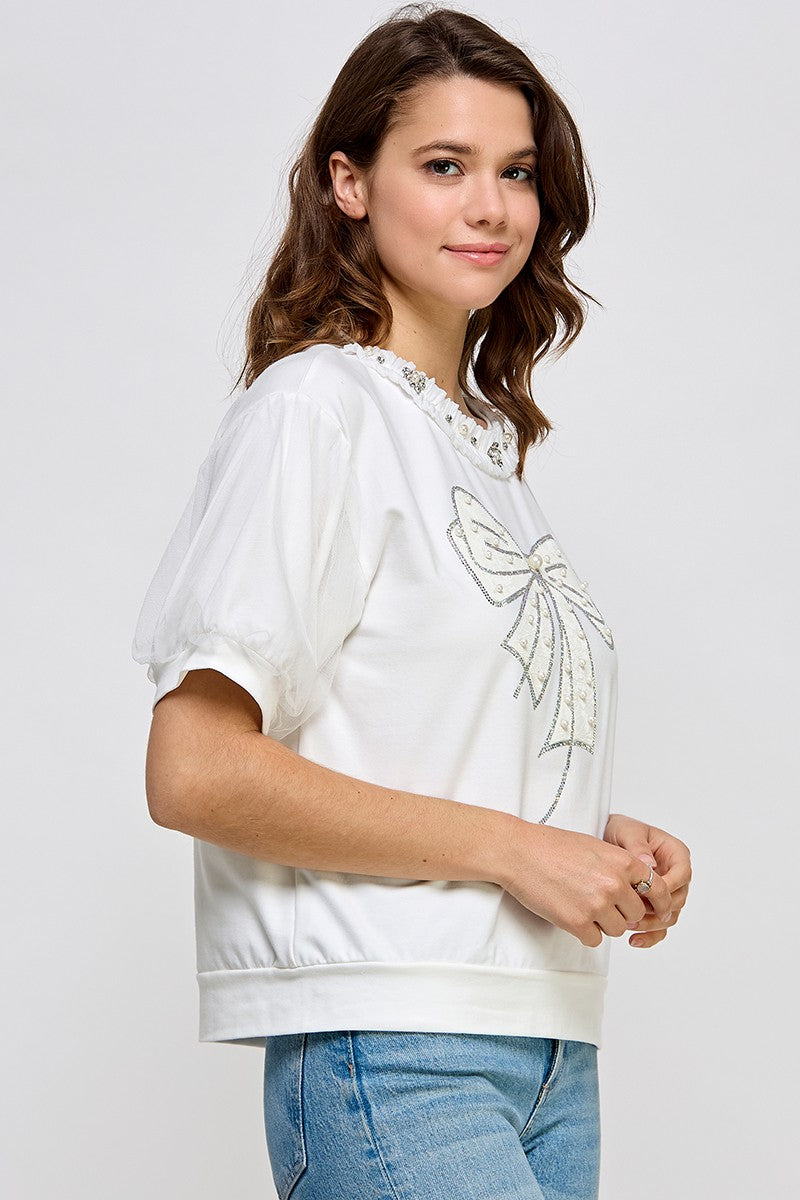 White Coquette Bow T-Shirt