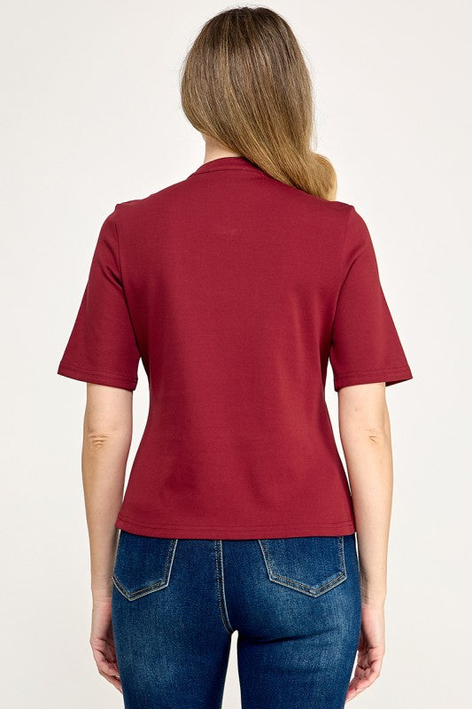 Pre-order Oct 12 Burgundy Mandarin Peplum top