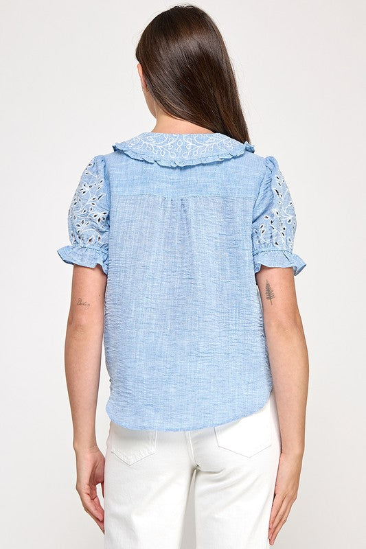 Pre-order mayo 12 Blue Keyhole Details Top