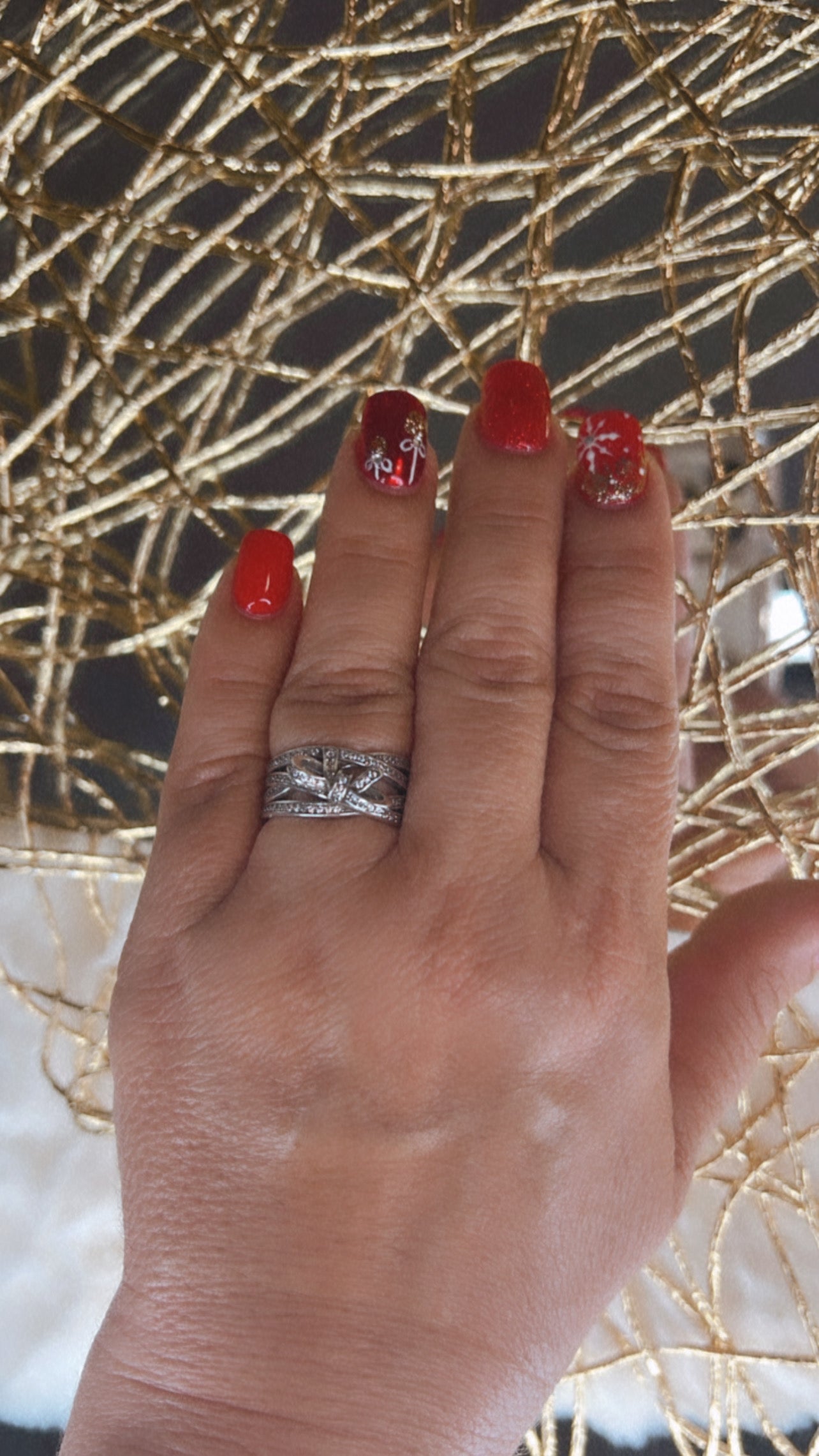 925 Sterling Sparkling Ribbon and Bow Ring