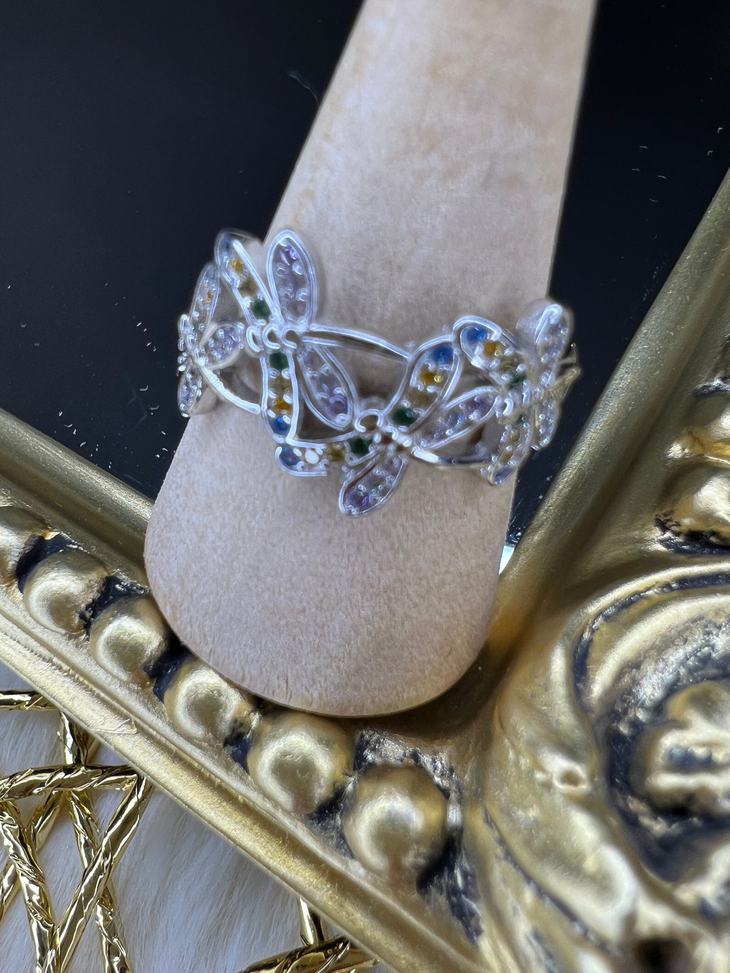 925 Sterling Silver Dragonflies Ring