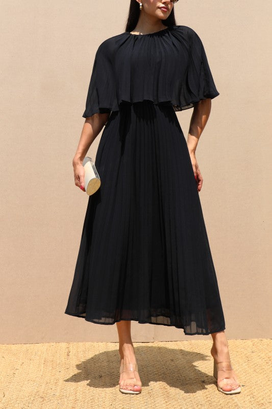 Black Cape Midi Dress