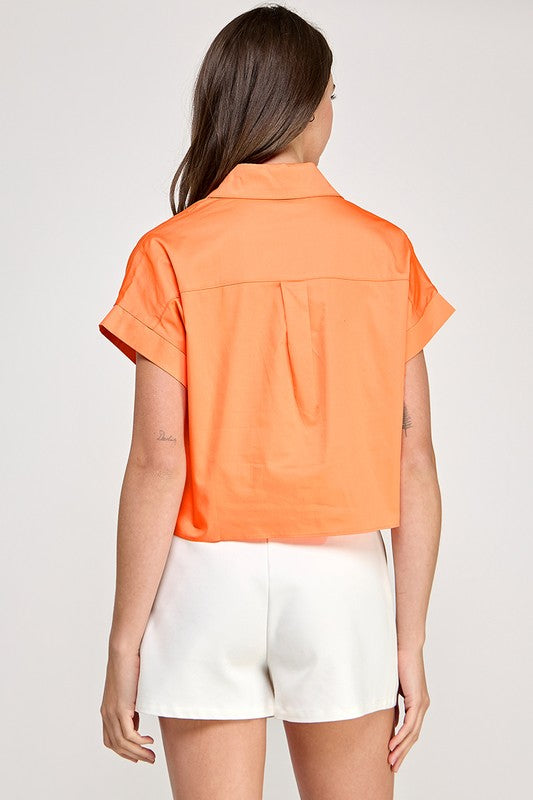 Orange Front Tie Shirt