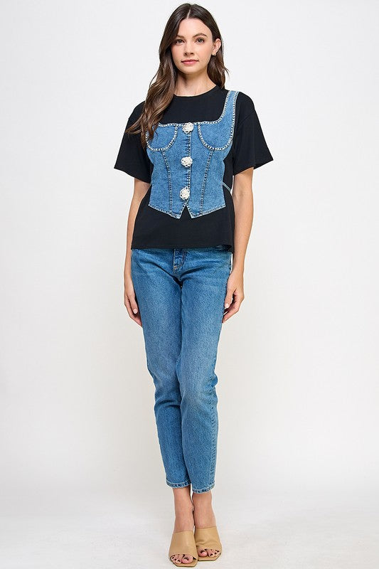 Color Block Corset T-Shirt