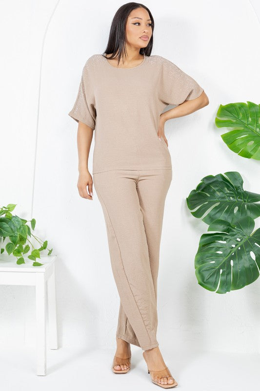 Mocha Glitter Details 2 Pcs Set