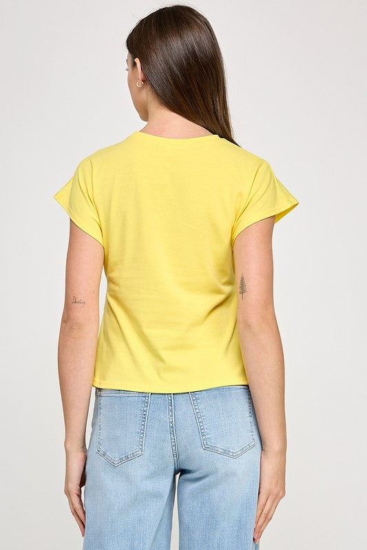 Yellow Rhinestone Flower T- Shirt
