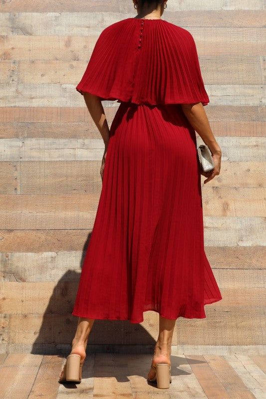 Red Cape Midi Dress