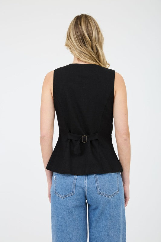 (Corre peq, leer abajo) Black Long Lines Vest