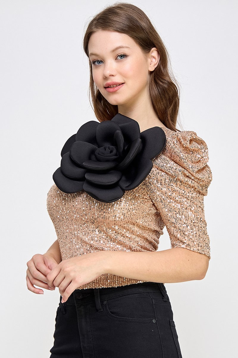 Sequin One Off Shoulder Top