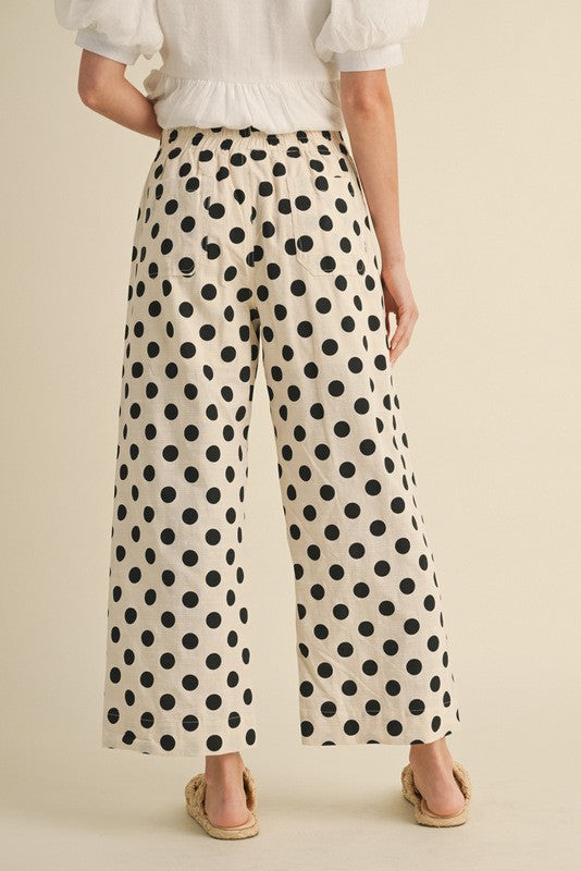 Pre-order JANUARY Polka Dot Wide Leg Pant Ivory/Black (Leer descripción)