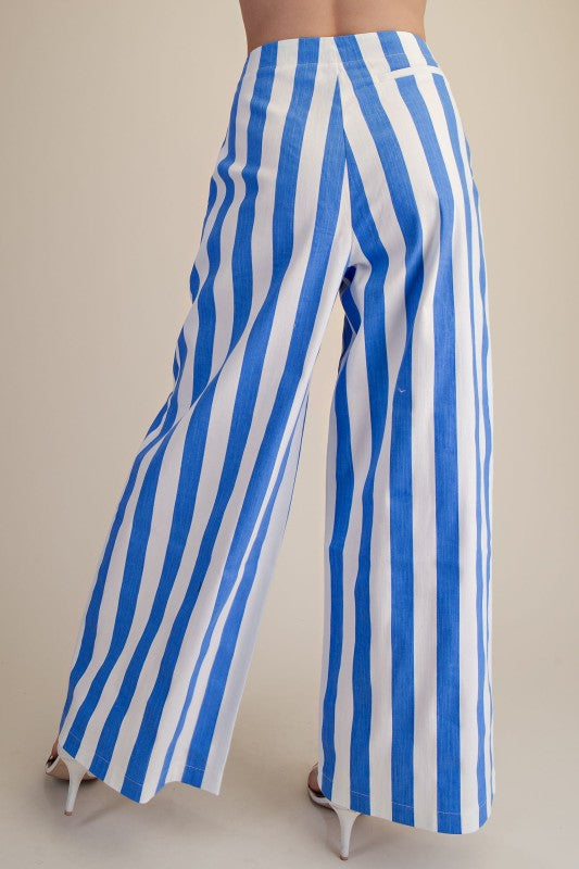 High Waisted Wide Leg Stripe Pant
