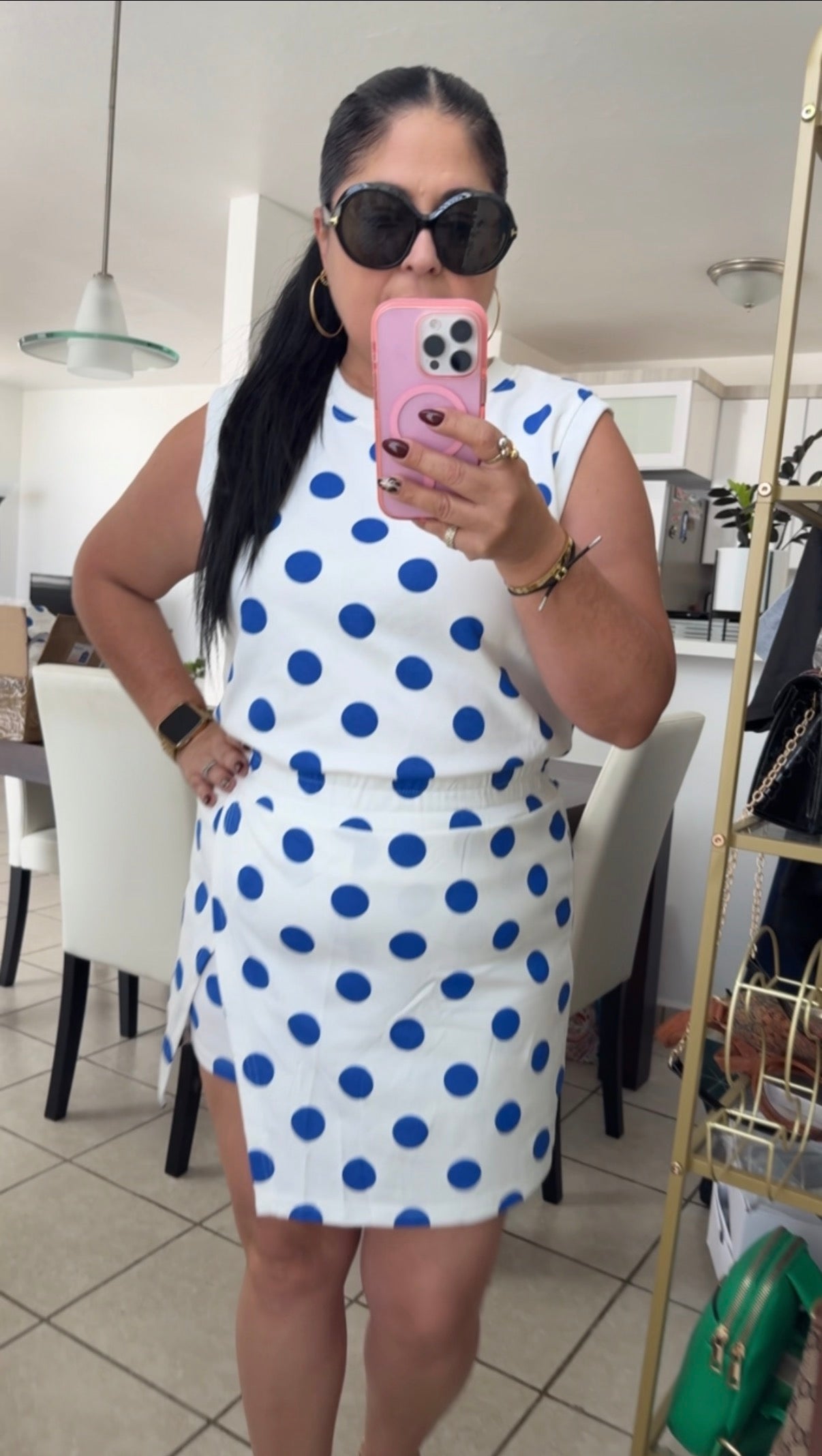 Blue Polka Dot Skort Set