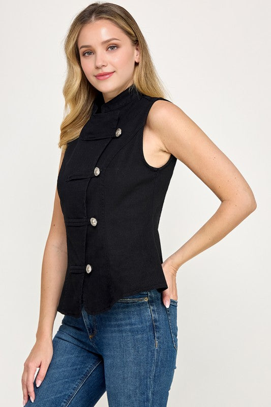 Pre-Order Agosto 31 Black Mandarin Style Top